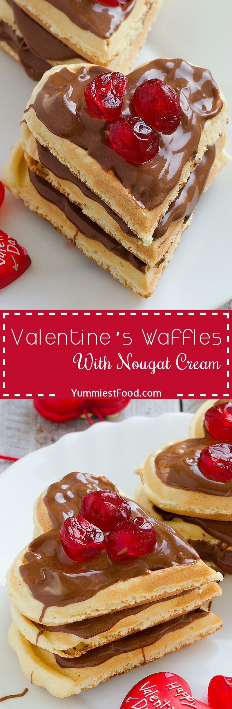 Valentine’s Waffles With Nougat Cream - Heart-Shaped