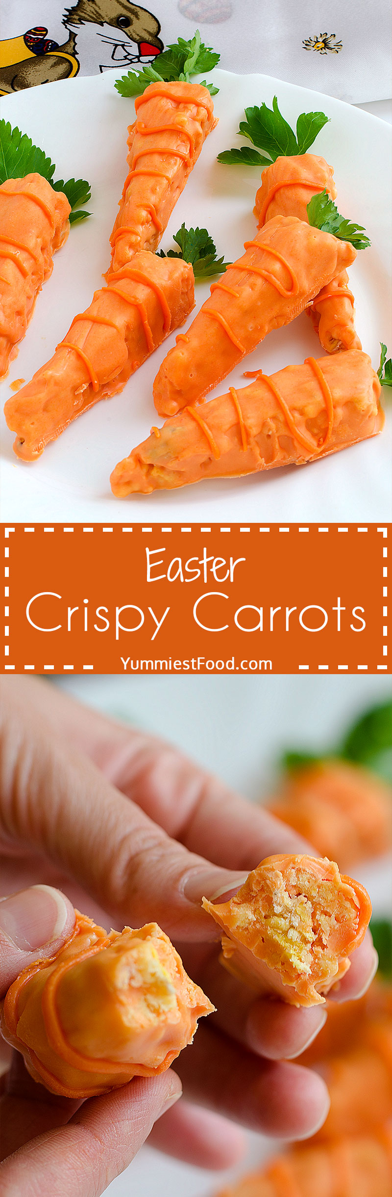 Easter Crispy Carrots - These Easter crispy carrots are perfect! You must use your imagination to make them and your children will enjoy these healthy dessert
