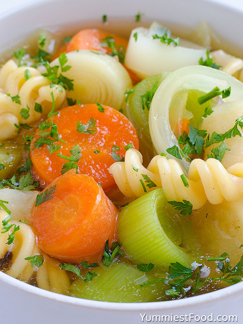 Soup With Vegetables and Pasta - Close Up