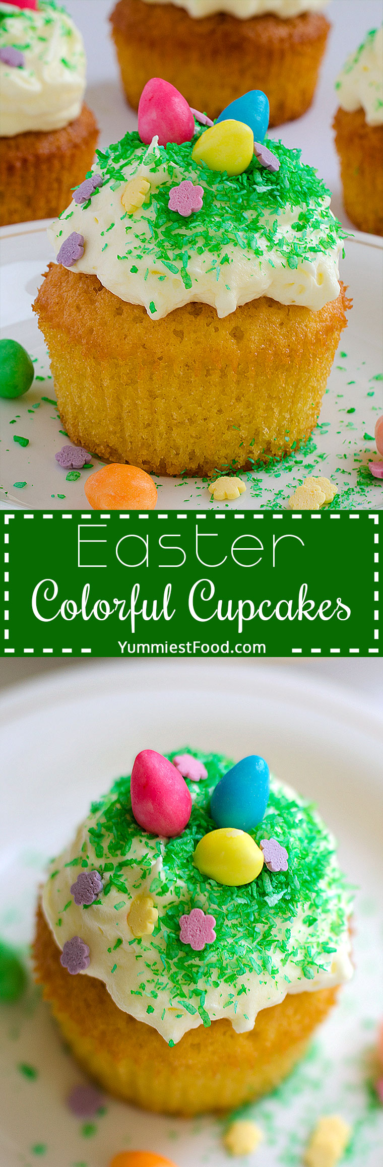 Easter Colorful Cupcakes - Easter is coming, so try to make these Easter colorful cupcakes and surprise your family and children! Very easy, quick, soft and delicious Easter colorful cupcakes