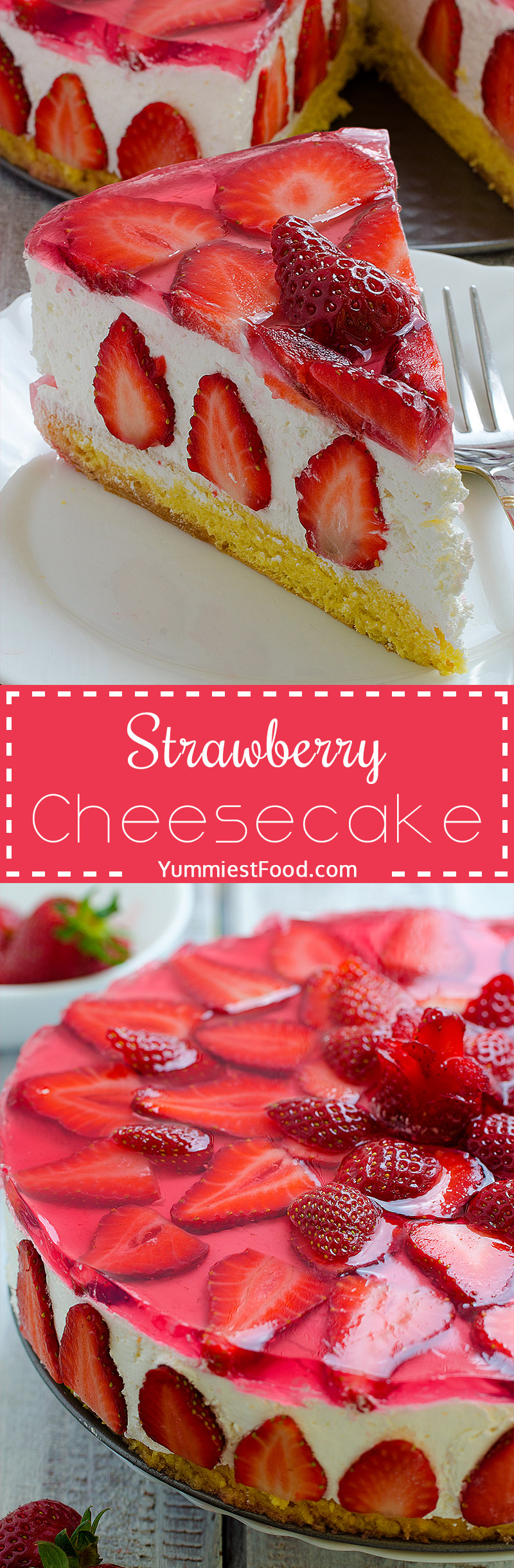 Strawberry Cheesecake - This cake with cheese and strawberry combination is very tasty, delicious, quick and very refreshing.