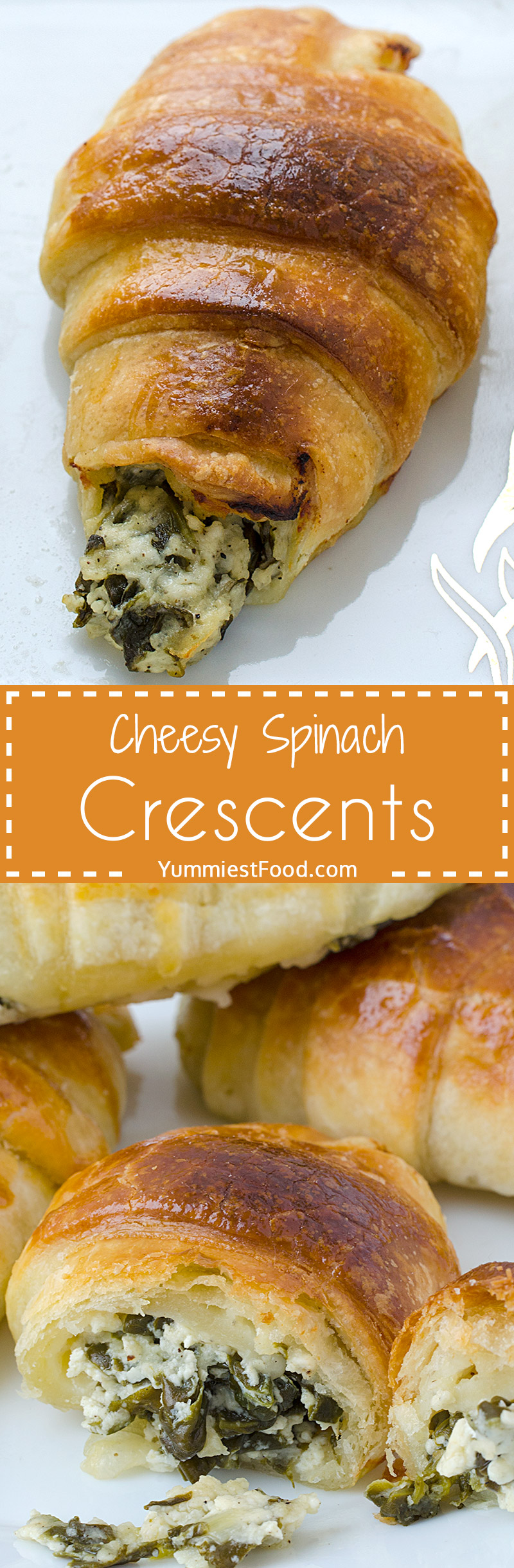Cheesy Spinach Crescents - puff pastry, so delicious and soft! You you need only 20 minutes for them.