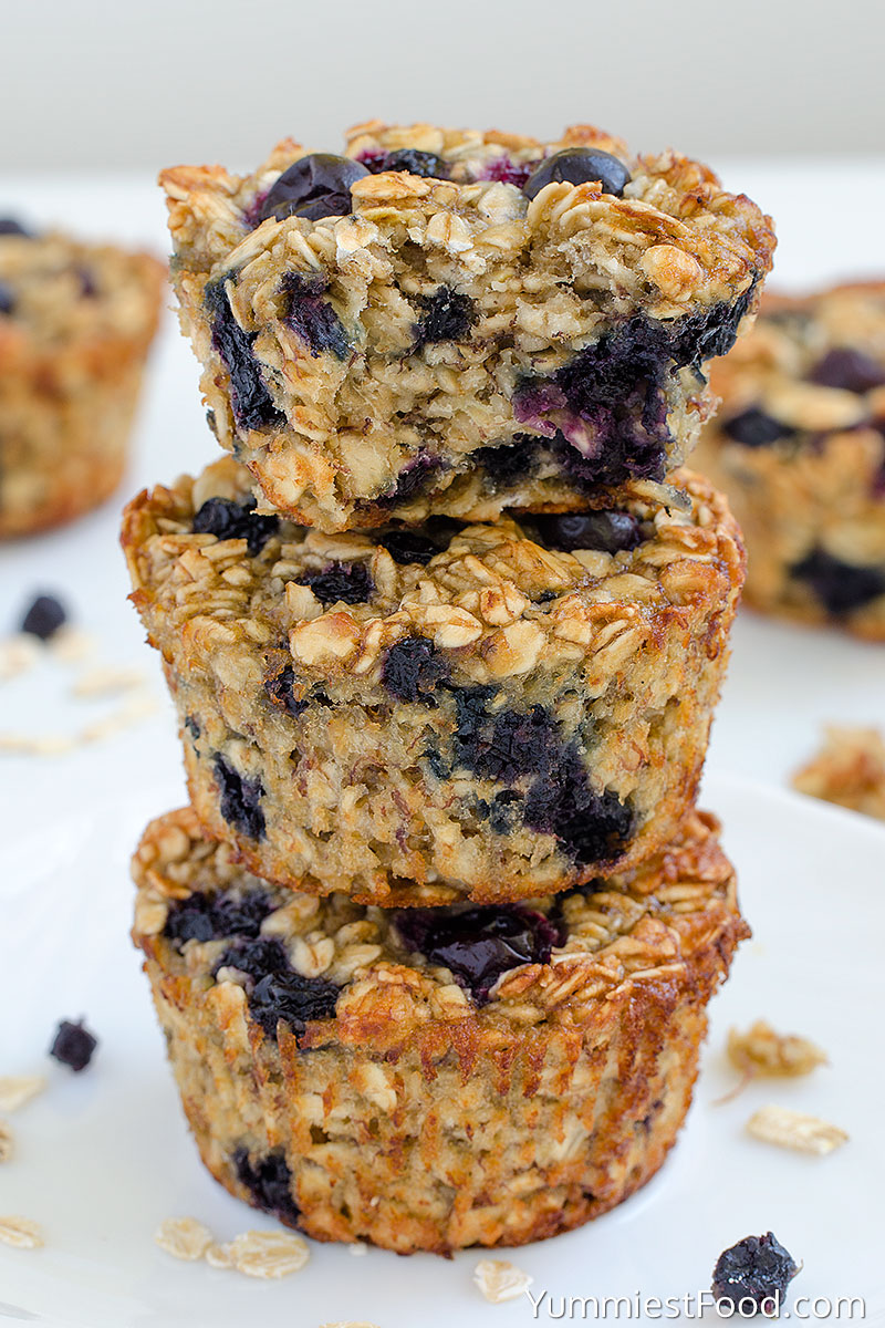Baked Blueberry Banana Oatmeal Cups - on the Plate