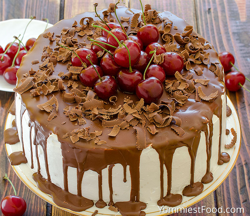 Cherry Chocolate Cake with lots of Cherries on top