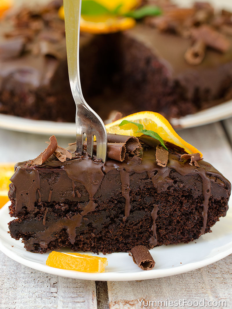 Chocolate Orange Cake - served on the plate