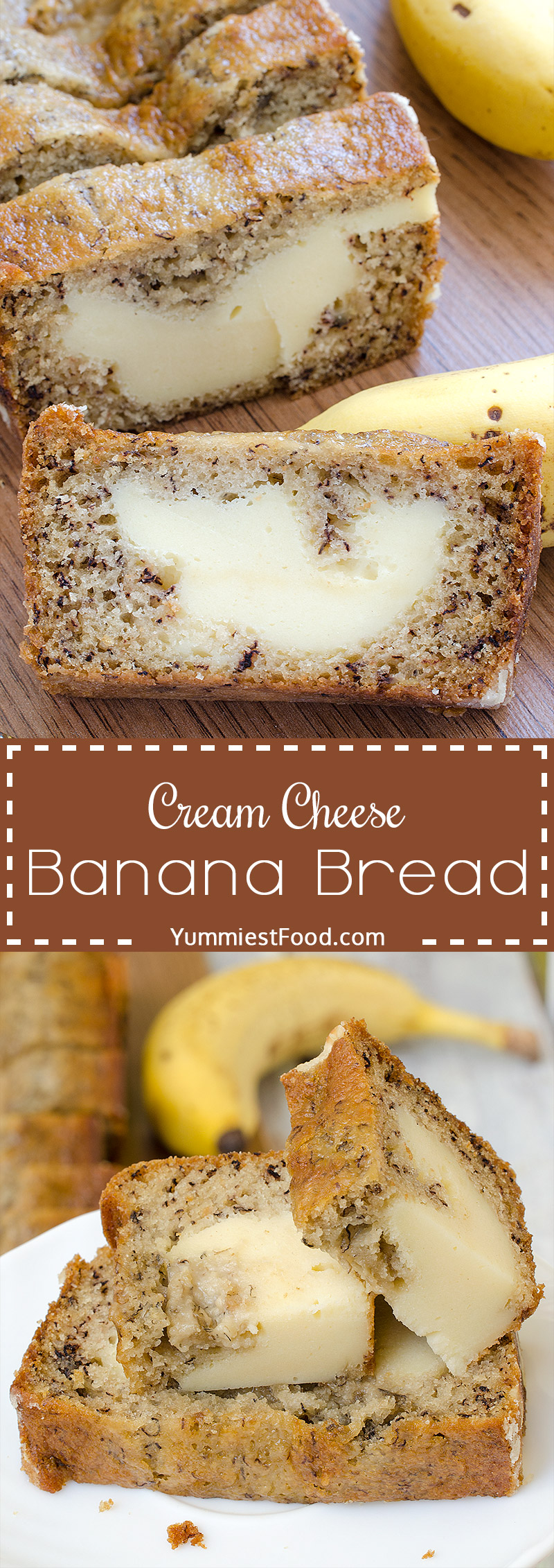 Cream Cheese Banana Bread - Perfect for breakfast, snack and dessert