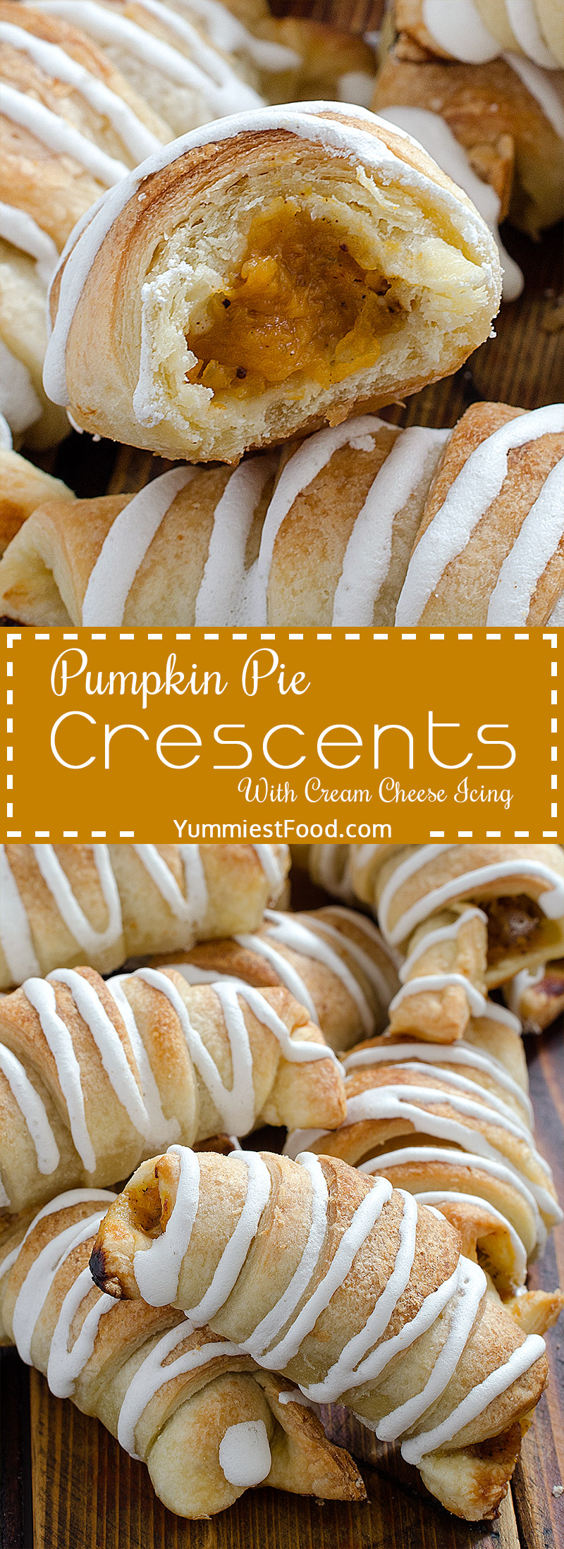 Pumpkin pie crescents with cream cheese icing are the perfect pastry for fall