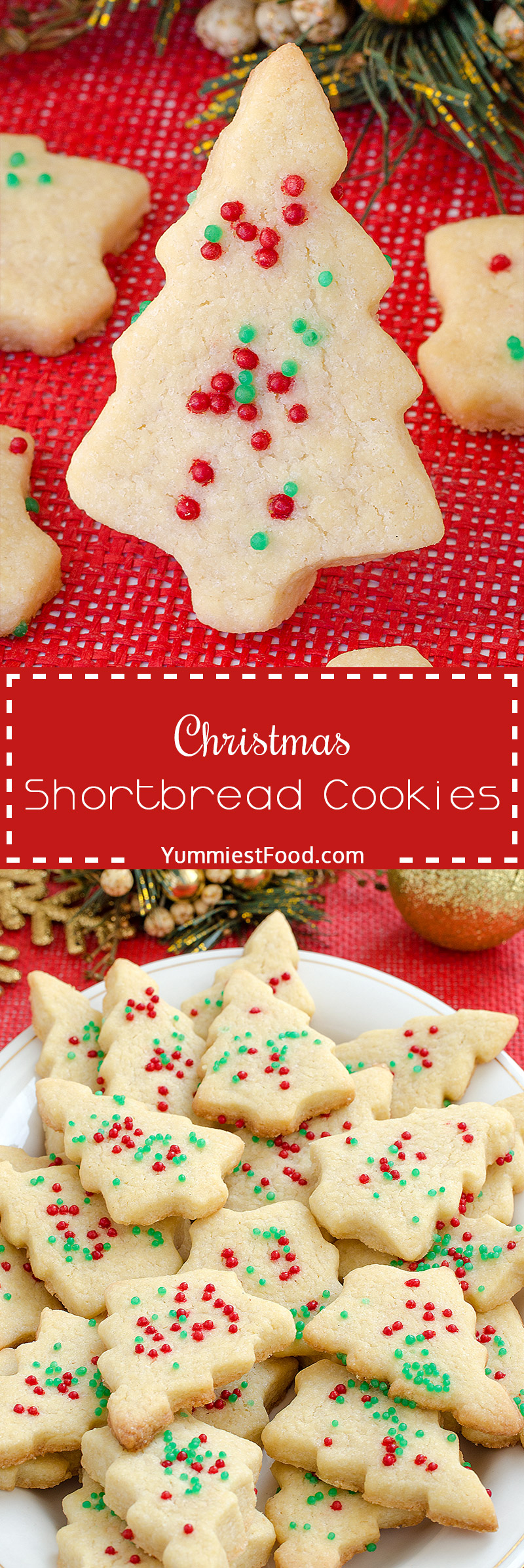 Christmas Shortbread Cookies Recipe - adorable, delicious, and tasty Shortbread Cookies with only 4 ingredients