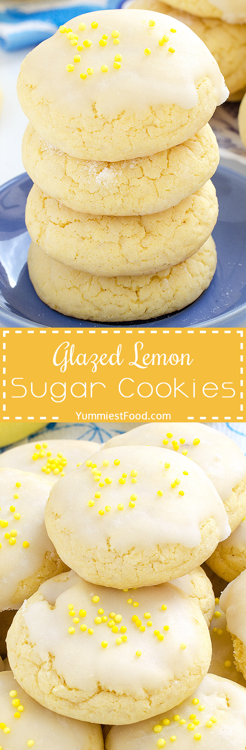 Glazed Lemon Sugar Cookies - so sweet, delicious and refreshing! Very easy and quick to make with only few ingredients!