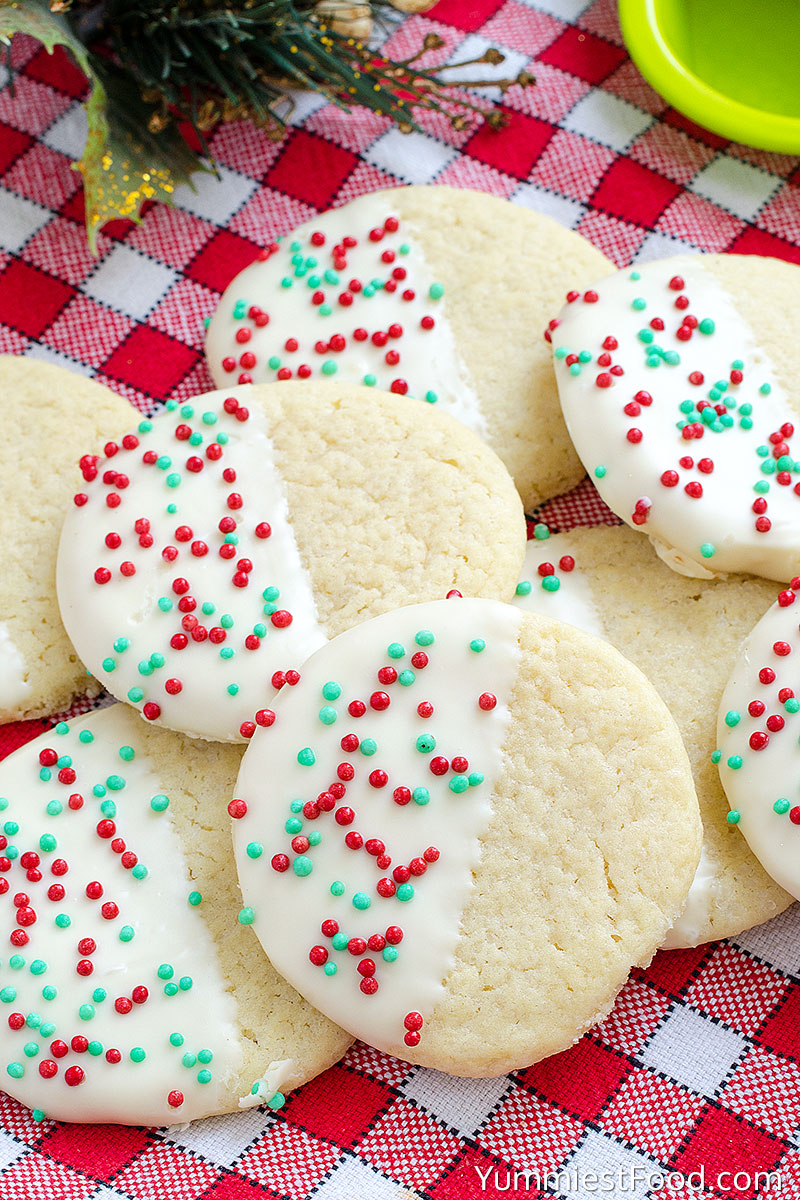 White Chocolate Dipped Sugar Cookies at the table