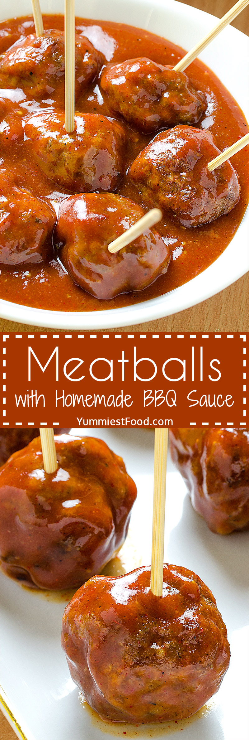 Meatballs with Homemade BBQ Sauce - such simple and easy meatball recipe. Super tasty and perfect for game day.