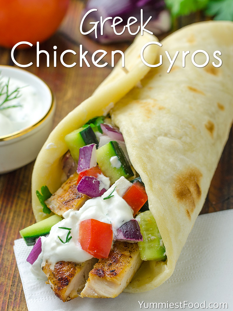 Greek Chicken Gyros With Tzaziki Sauce And Pita Flatbread Recipe From Yummiest Food Cookbook,Red Snapper Shot