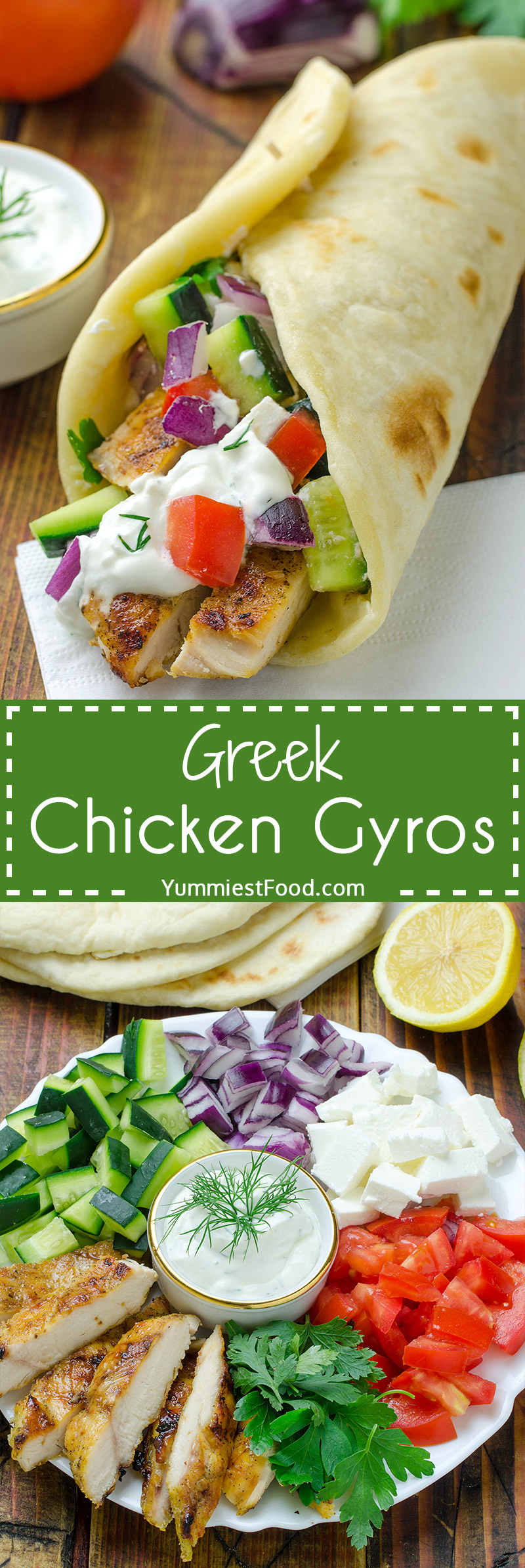 You can easily make Greek Chicken Gyros with Tzaziki Sauce and Pita Flatbread at home and enjoy in this healthy and very tasty recipe.
