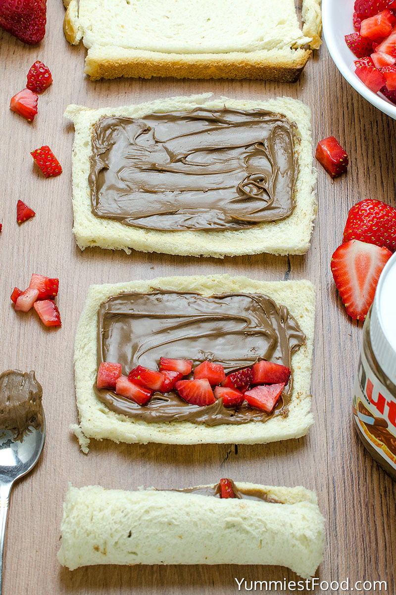 Strawberry Nutella French Toast Roll Ups - Making - Step 1