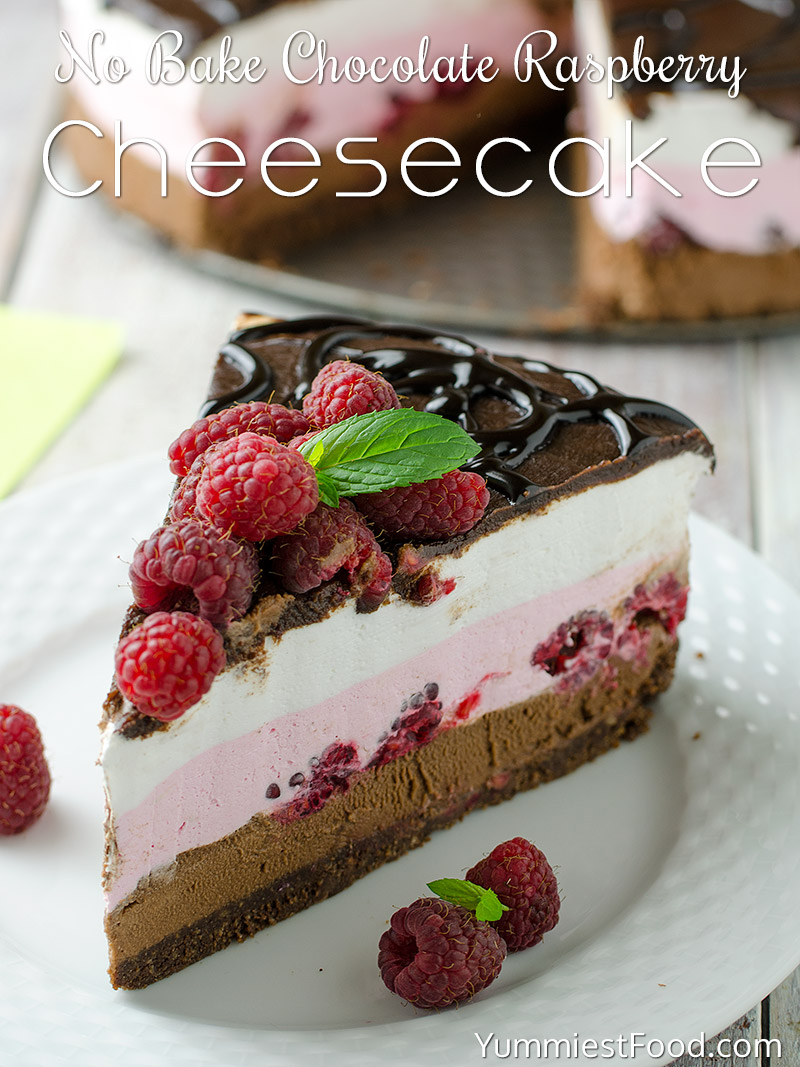 No Bake Chocolate Raspberry Cheesecake