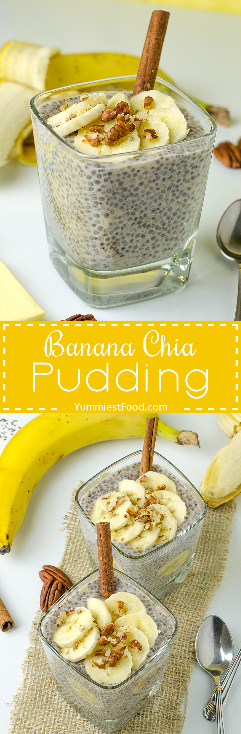 Healthy, Easy Breakfast Banana Chia Pudding - so tasty, simple and healthy enough to have it for breakfast