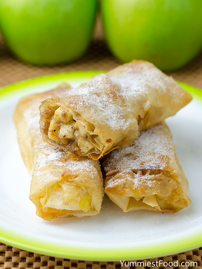 Apple Pie Egg Rolls - served on the plate