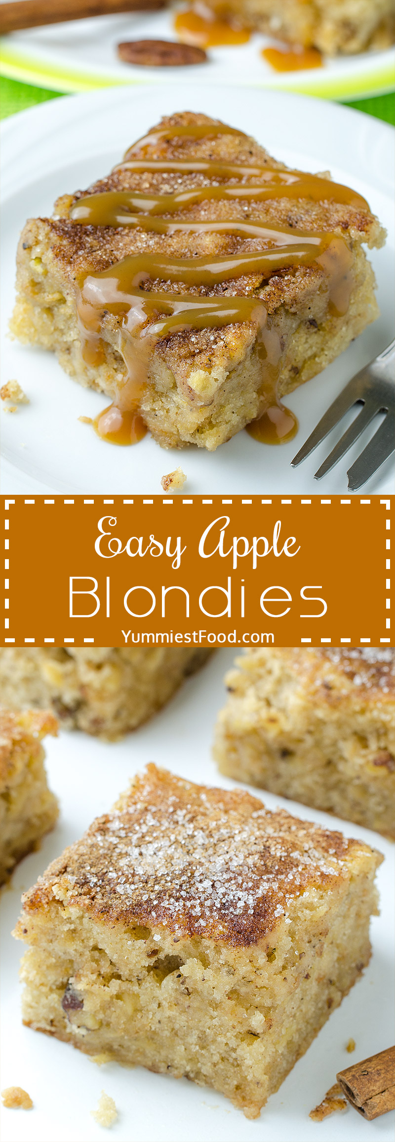 Easy Apple Blondies - You can make these Easy Apple Blondies for a very short time and you can do it with ingredients you already have on hand. Perfect and delicious fall dessert.