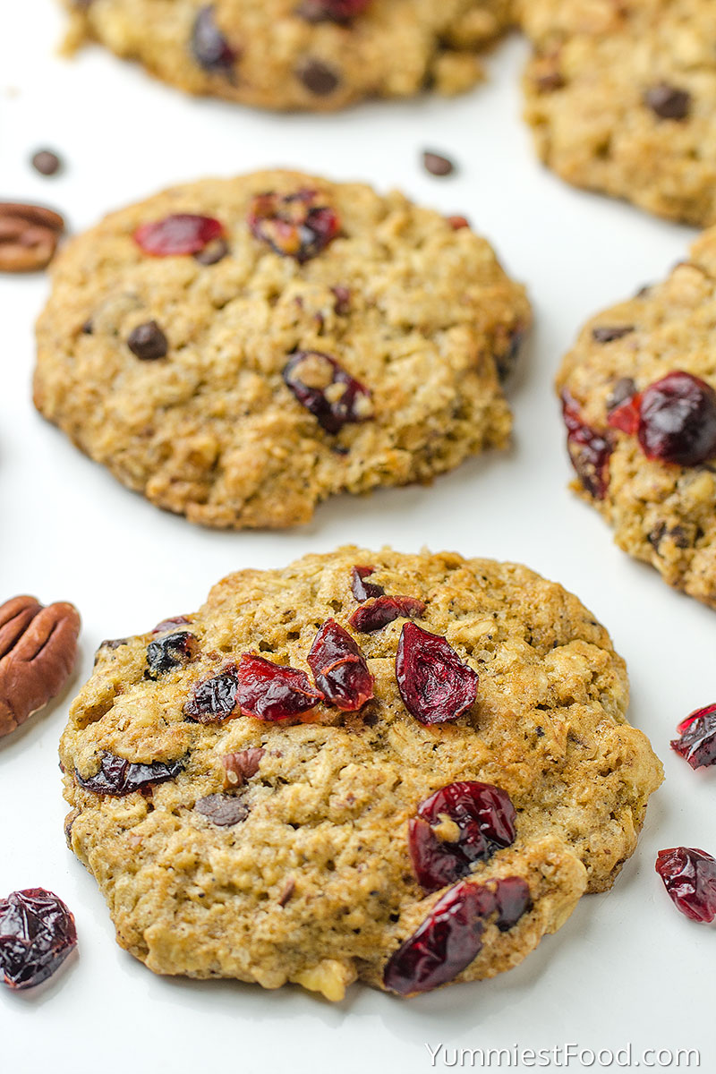 Oatmeal Cranberry Pecan Cookies - at the table