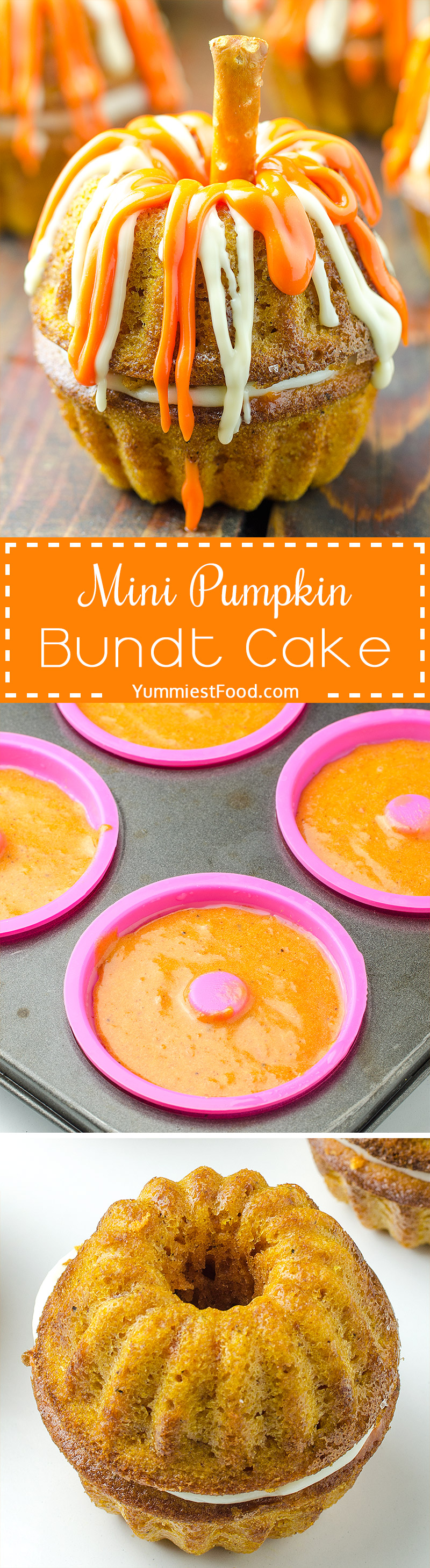 Mini Pumpkin Bundt Cake - A frighteningly delicious treat with pumpkin and cream cheese filling