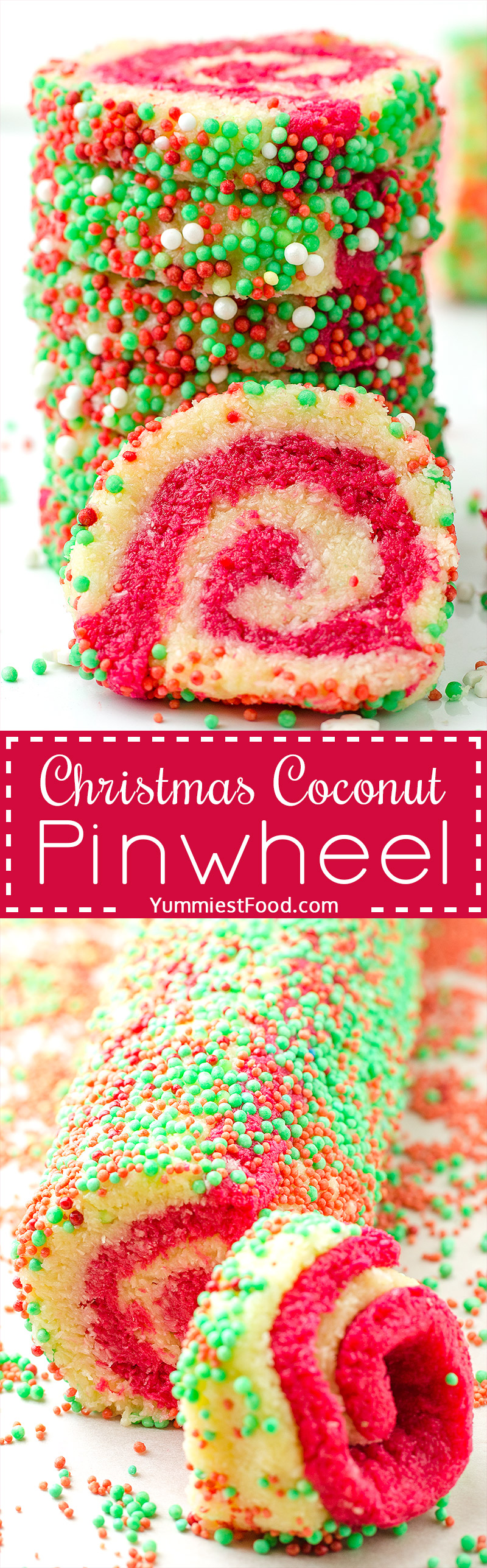 Christmas Coconut Pinwheel No Bake - a super cute and festive no bake dessert