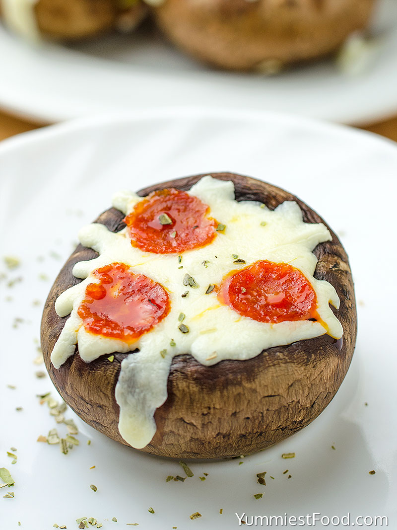 Pizza Stuffed Mushroom - served on the plate