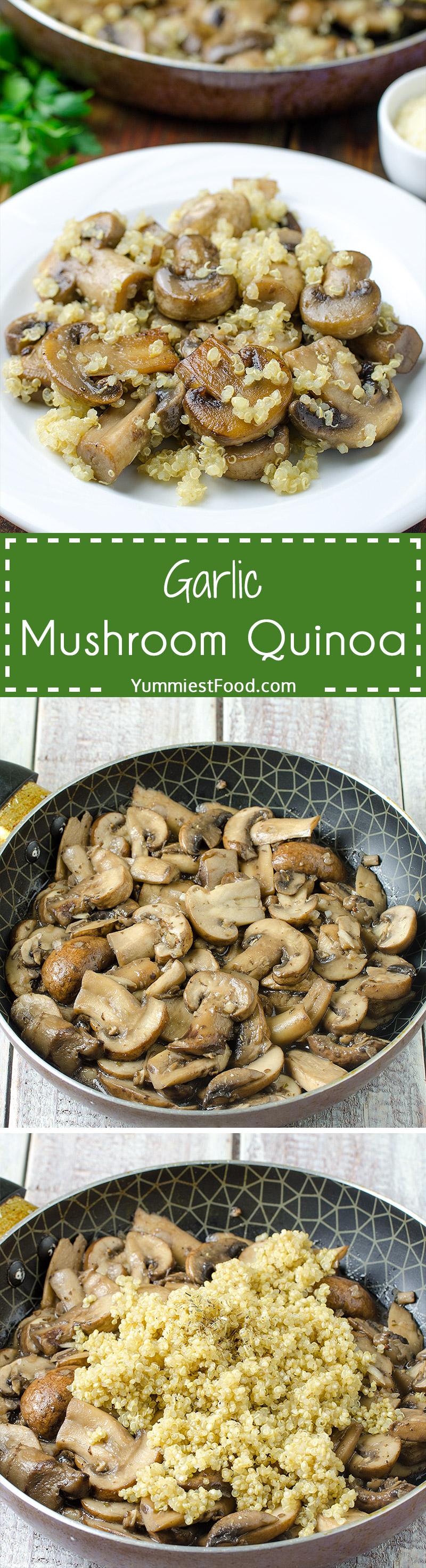 GARLIC MUSHROOM QUINOA - a simple, healthy and gluten free side dish ready in 15 minutes