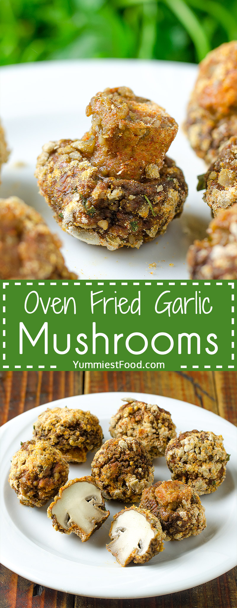 Delicious, easy and tender these Oven Fried Garlic Mushrooms are a perfect healthy side dish that take under 25 minutes to make