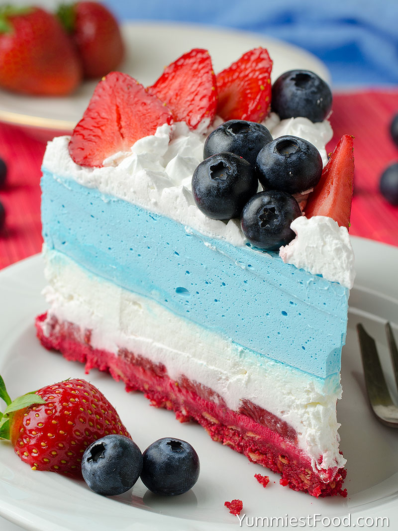 No Bake Summer Berry Cheesecake - served on the plate