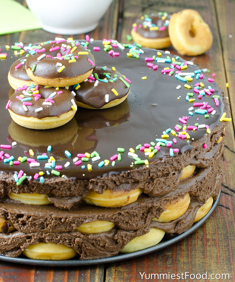 Chocolate Buttercream Donut Cake - a half Cake