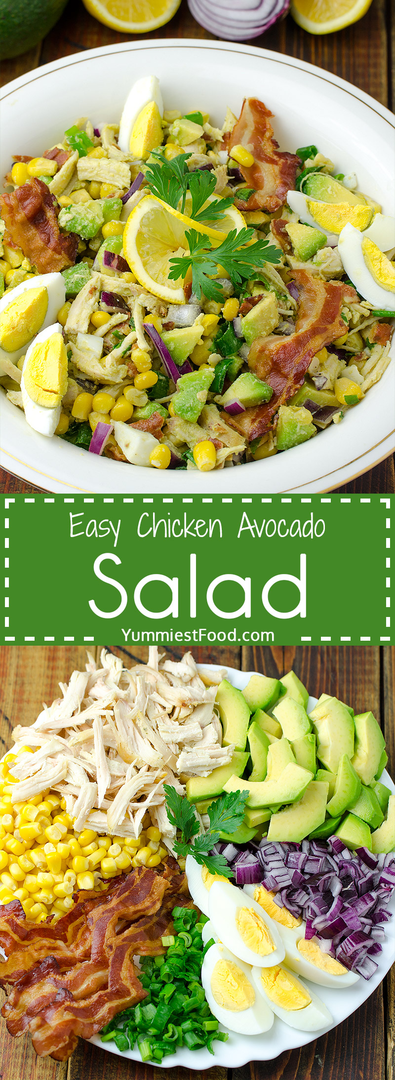 EASY CHICKEN AVOCADO SALAD - A perfect salad to throw together at any time of the day with No Cooking