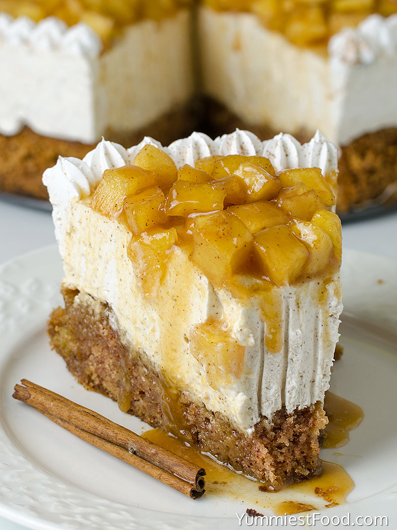 Caramel Apple Blondie Cheesecake - served on the plate