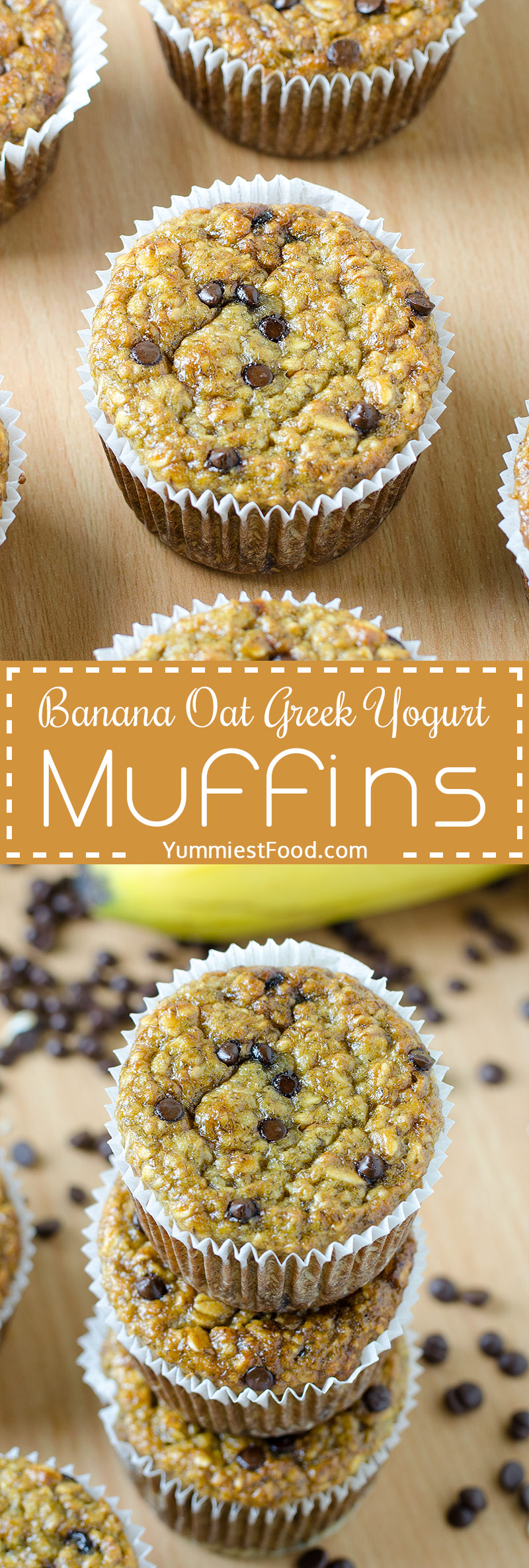 HEALTHY BANANA OAT GREEK YOGURT MUFFINS with CHOCOLATE CHIPS - Healthy, Easy muffins made in a blender