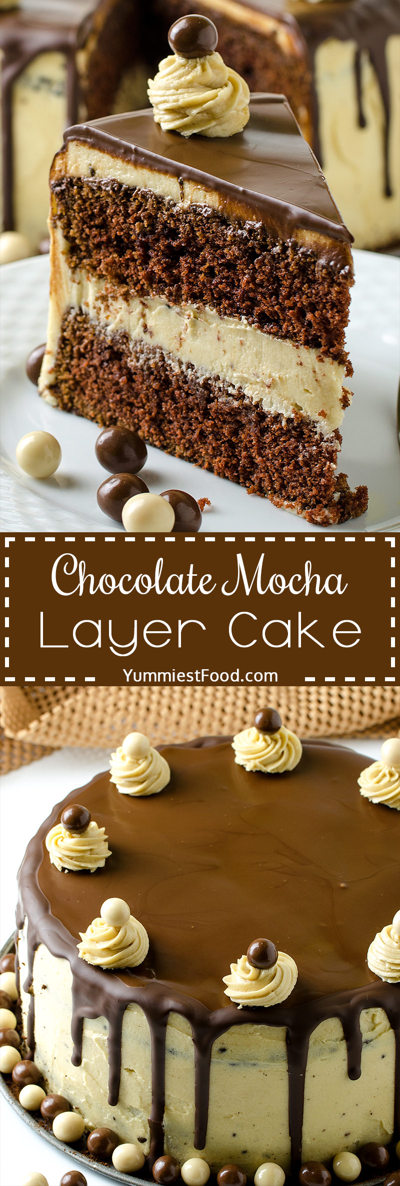 CHOCOLATE MOCHA LAYER CAKE – Rich and delicious chocolate cake with perfect mocha buttercream! Favorite cup of coffee in cake form a truly decadent treat!