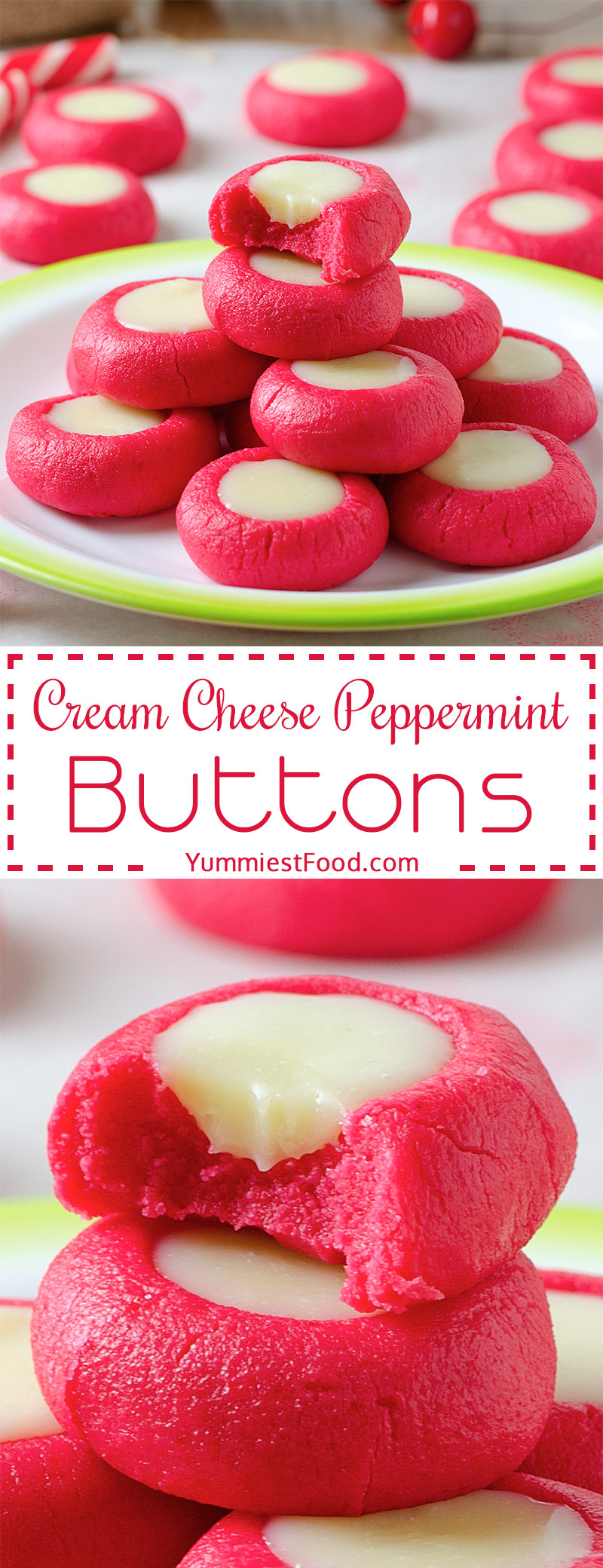CREAM CHEESE PEPPERMINT CHRISTMAS BUTTONS - Super Easy to make Christmas Recipe, fantastically festive and always a hit with kids and adults alike