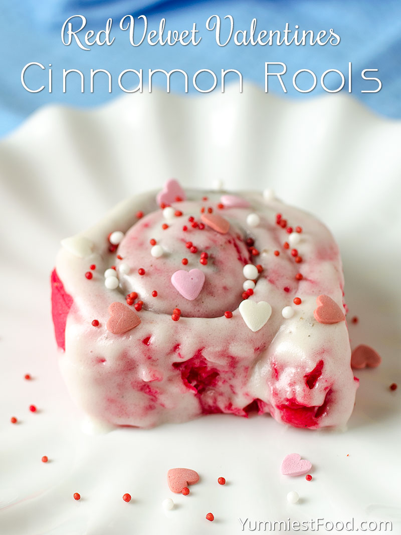Red Velvet Valentines Cinnamon Rools Recipe - Served Roll