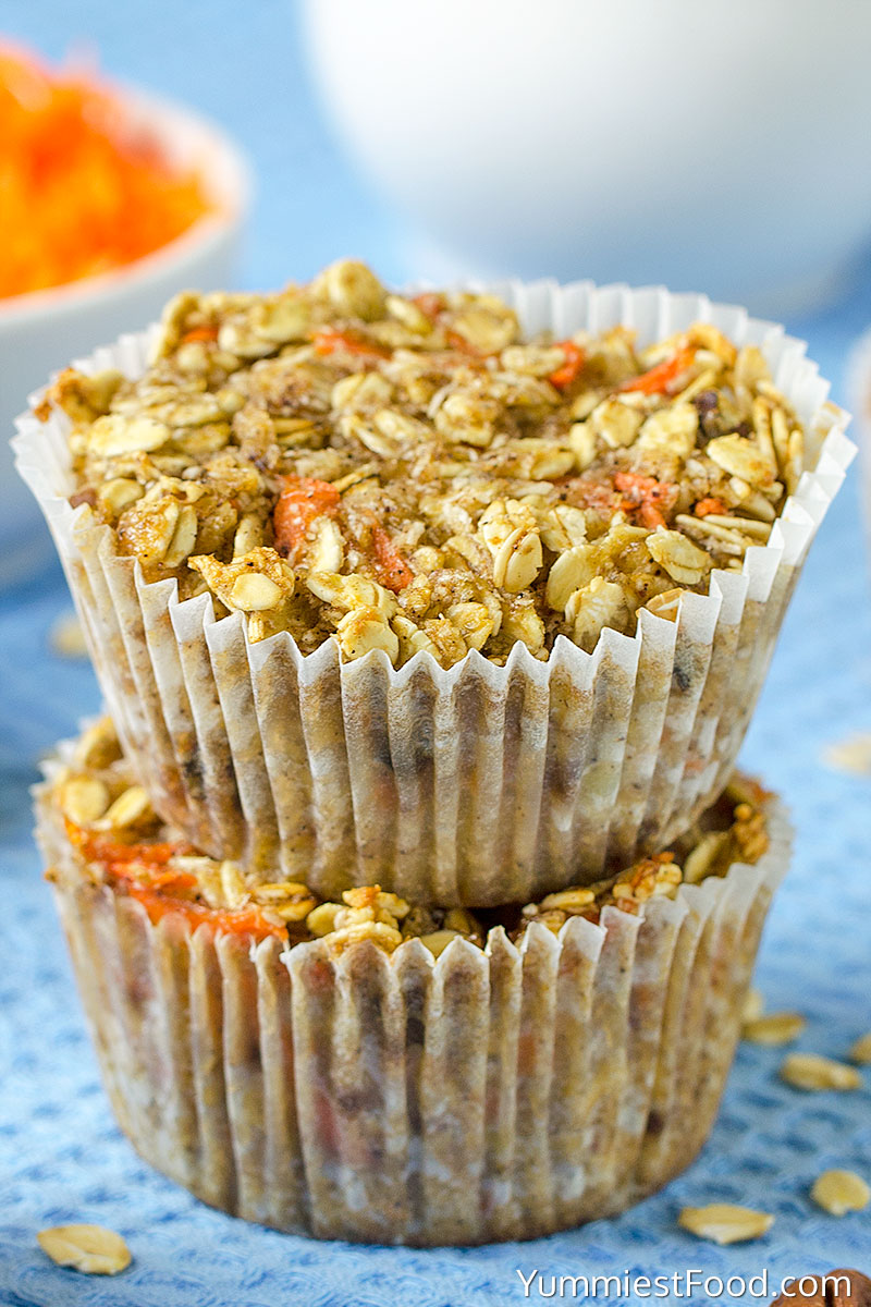 Healthy Carrot Oatmeal Muffins at the table