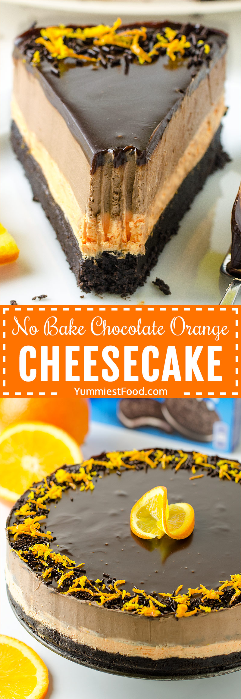 NO BAKE CHOCOLATE ORANGE CHEESECAKE - rich, moist and flavorful cheesecake