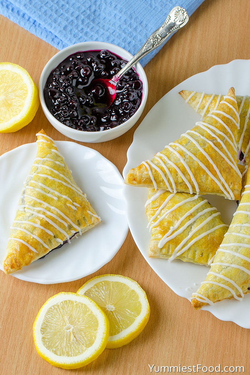 Puff Pastry Blueberry Turnovers - served on the plate
