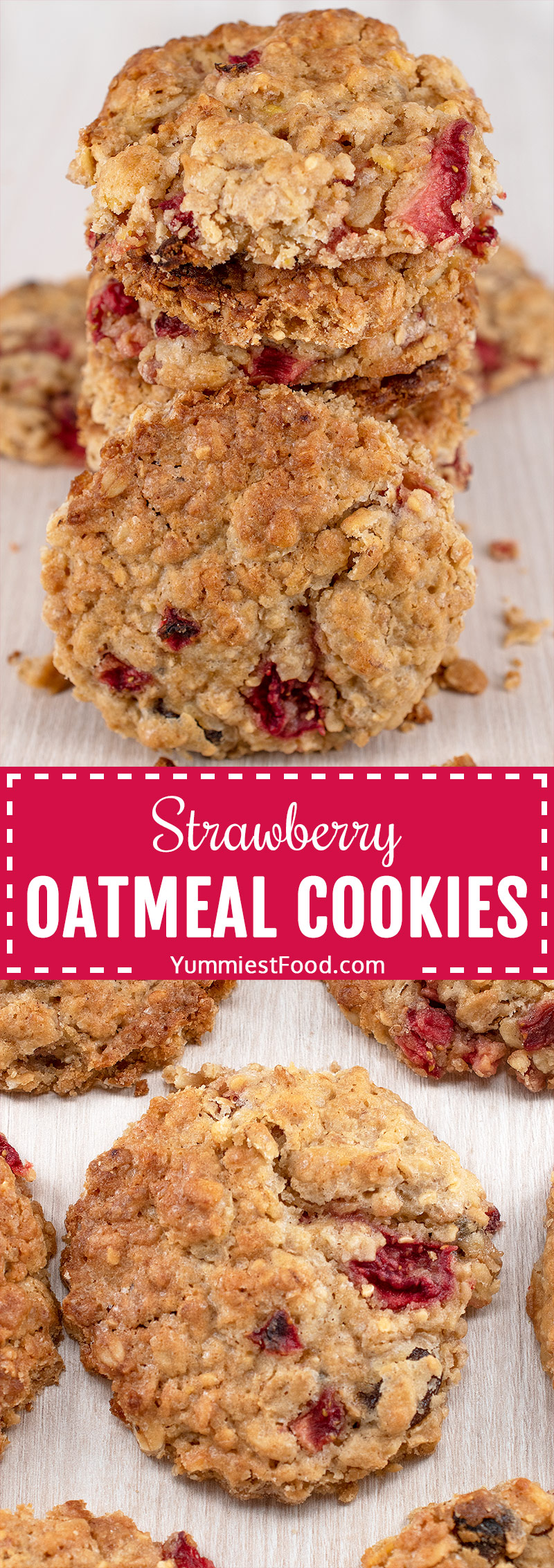 Chewy Strawberry Oatmeal Cookies - suitable for vegans and those who enjoy clean eating