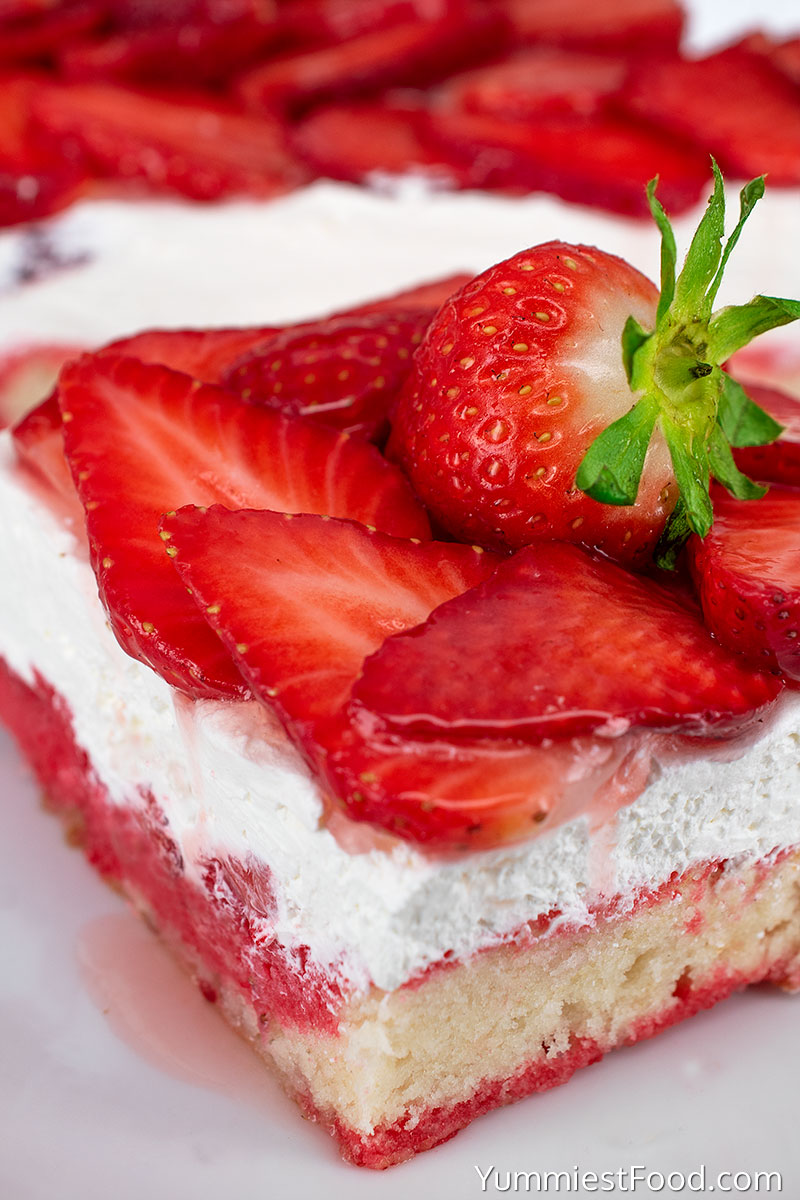 Strawberry Poke Cake - Close Up Image