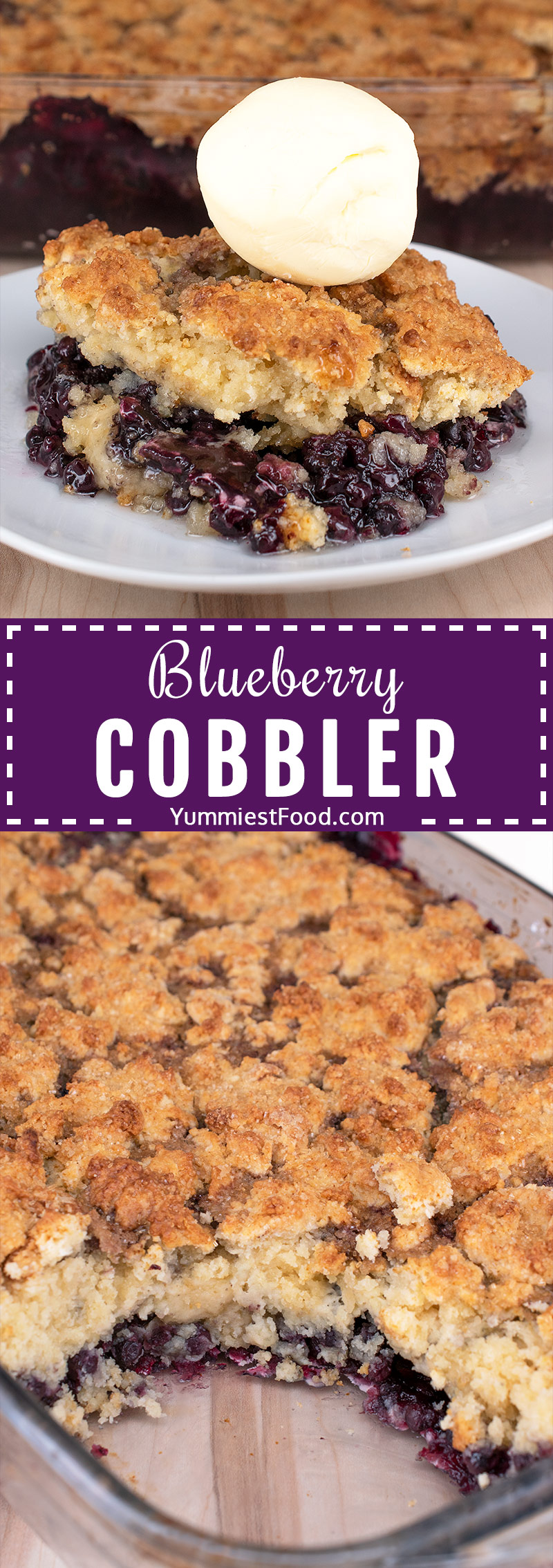 Blueberry Cobbler - A light, flaky biscuit topping, hiding those plump and succulent blueberries