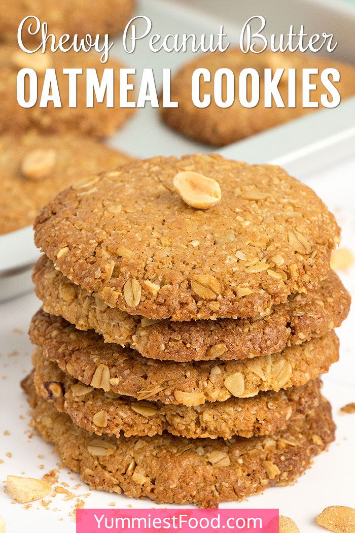 Chewy Peanut Butter Oatmeal Cookies - Cookie Tower