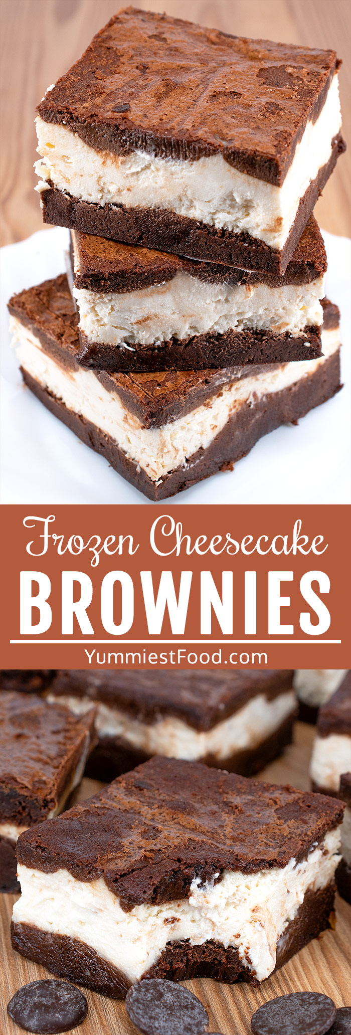 Best Ever Frozen Cheesecake Brownies - scrumptiously rich and very fudgy, that have a creamy cheesecake layer in the middle