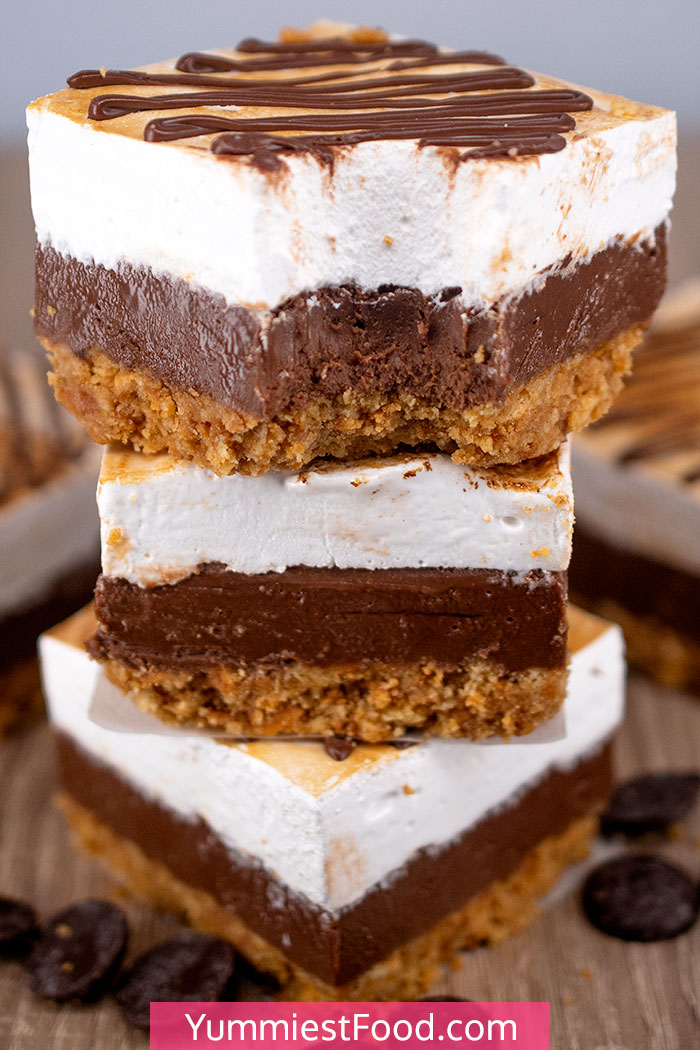 S’mores Fudge Bars with Homemade Marshmallow Topping Recipe