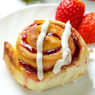 Strawberry Sweet Rolls with Vanilla Cream Cheese Glaze - Featured Image