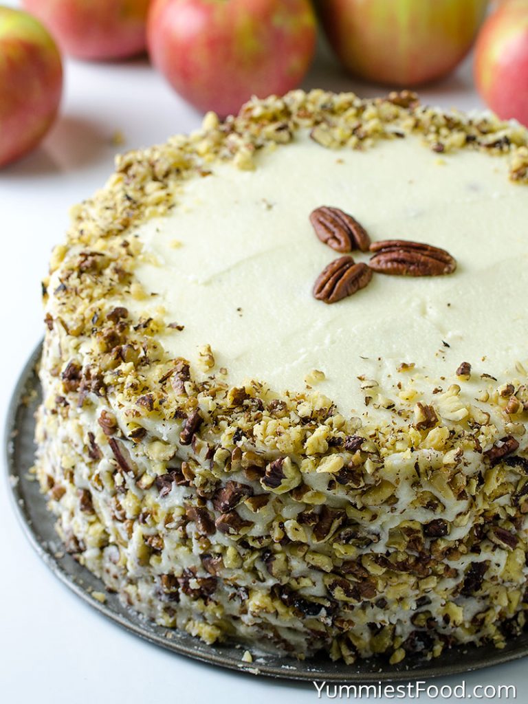 Apple, Pecan Cake With Buttercream Frosting Recipe from Yummiest Food