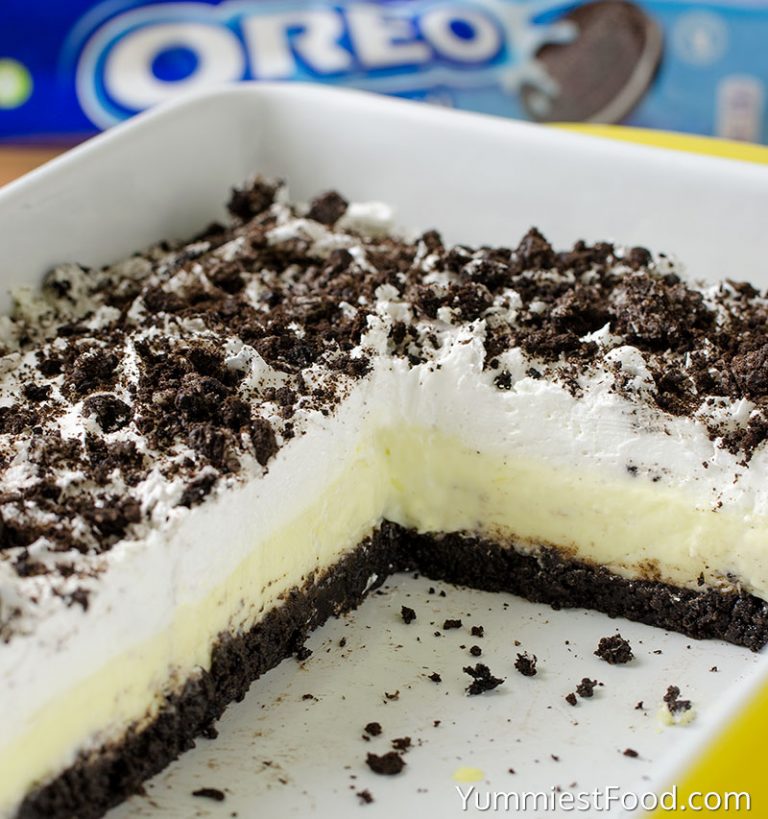 No Bake Oreo Vanilla Pudding Cake – Recipe from Yummiest Food Cookbook