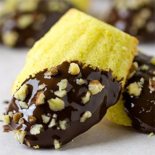 Easy Chocolate Dipped Madeleines Recipe - Featured Image