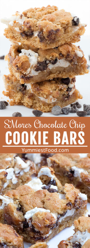 S’Mores Chocolate Chip Cookie Bars – Recipe from Yummiest Food Cookbook